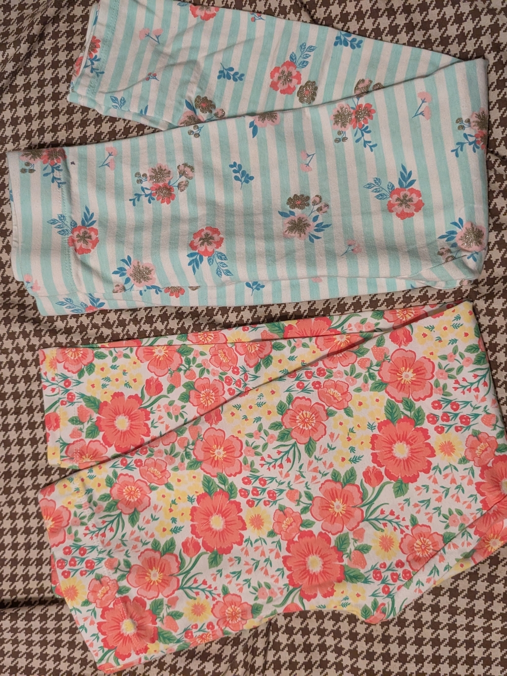 Tommy Bahama Girls Coral & Aqua Floral Cotton Leggings Set